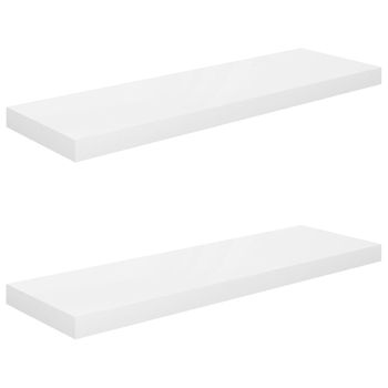 Estante Flotante De Pared 2 Uds Mdf Blanco Brillo 80x23,5x3,8cm