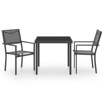 Juego De Comedor Para Jardín 3 Piezas Acero Negro