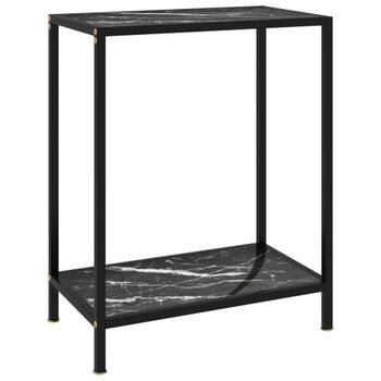 Mesa De Consola Negro Vidrio Templado 60x35x75 Cm