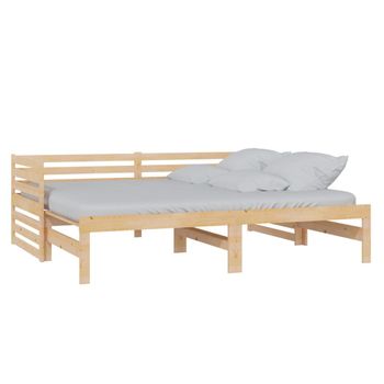 Sofá Cama Extraíble Madera Maciza De Pino 2x(90x200) Cm Marrón