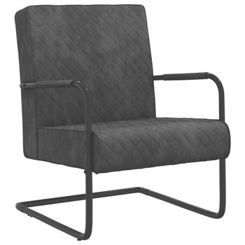 Silla Voladiza De Terciopelo Gris Oscuro