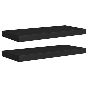 Estantes Flotantes De Pared 2 Uds Mdf Negro 60x23,5x3,8 Cm