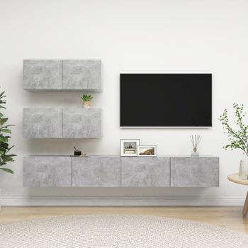 Juego De Mueble Para Tv De 4 Piezas Aglomerado Gris Hormigón