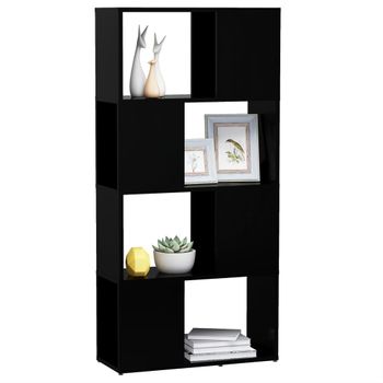 Librería Separador Madera Contrachapada Negro 60x24x124,5 Cm