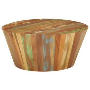 Mesa De Centro De Madera Maciza Reciclada Ø65x31 Cm Multicolor