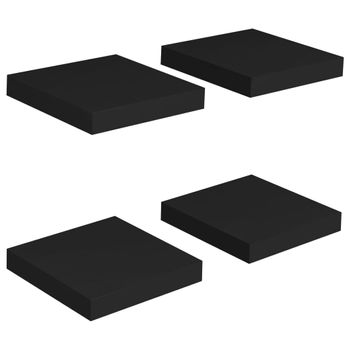 Estantes Flotantes De Pared 4 Uds Mdf Negro 23x23,5x3,8 Cm