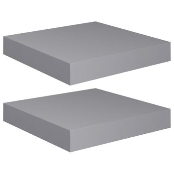 Estantes Flotantes De Pared 2 Uds Mdf Gris 23x23,5x3,8 Cm