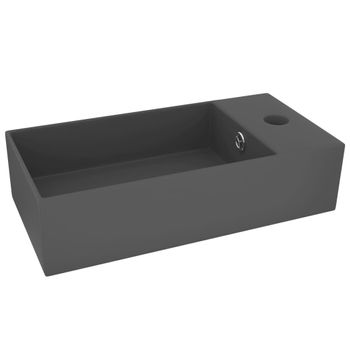 Lavabo Con Rebosadero Cerámica Gris Oscuro