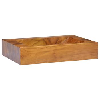 Lavabo De Madera Maciza De Teca 50x35x10 Cm Marrón