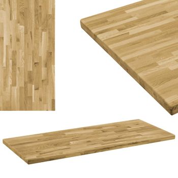 Tablero De Mesa Rectangular Madera Maciza Roble 44 Mm 100x60 Cm Marrón