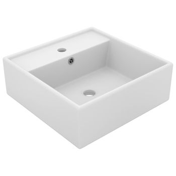 Lavabo Cuadrado Rebosadero Cerámica Blanco Mate 41x41 Cm