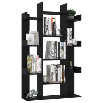 Librería De Madera Contrachapada Negro 86x25,5x140 Cm