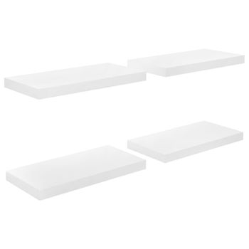 Estante Flotante De Pared 4 Uds Mdf Blanco Brillo 50x23x3,8 Cm