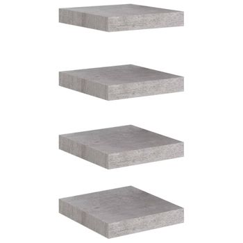 Estante Flotante Pared 4 Uds Mdf Gris Hormigón 23x23,5x3,8 Cm