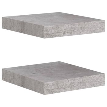 Estante Flotante Pared 2 Uds Mdf Gris Hormigón 23x23,5x3,8 Cm