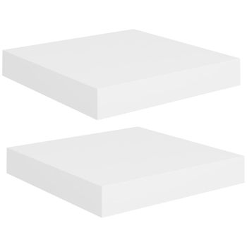 Estante Flotante Pared 2 Uds Blanco Y Roble Mdf 90x23,5x3,8 Cm