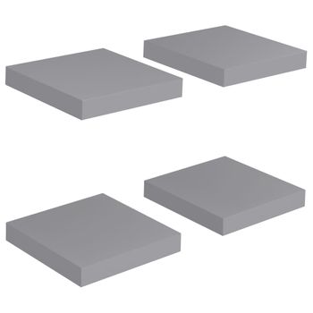 Estantes Flotantes De Pared 4 Uds Mdf Gris 23x23,5x3,8 Cm