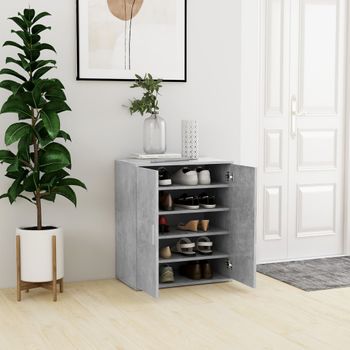 Mueble Zapatero De Aglomerado Gris Hormigón 60x35x70 Cm