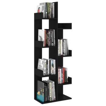 Armario De Libros Madera Contrachapada Negro 48x25,5x140 Cm