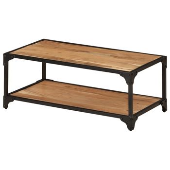 Mesa De Centro De Madera Maciza Acacia 90x45x35 Cm Marrón