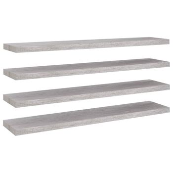 Estante Flotante Pared 4 Uds Mdf Gris Hormigón 120x23,5x3,8 Cm