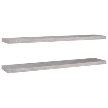 Estante Flotante Pared 2 Uds Mdf Gris Hormigón 120x23,5x3,8 Cm