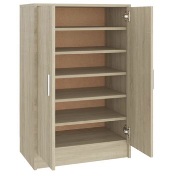 Mueble Zapatero Madera Contrachapada Roble Sonoma 60x35x92 Cm Marrón