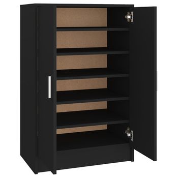 Mueble Zapatero Madera De Ingeniería Negro 60x35x92 Cm