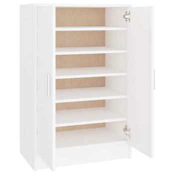 Mueble Zapatero De Madera Contrachapada Blanco 60x35x92 Cm