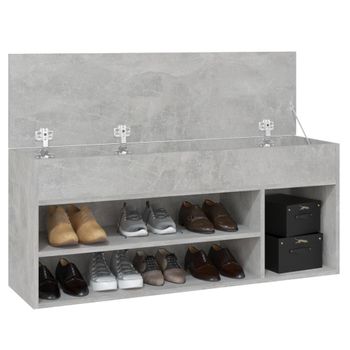 Banco Zapatero Madera De Ingeniería Gris Hormigón 105x30x45 Cm