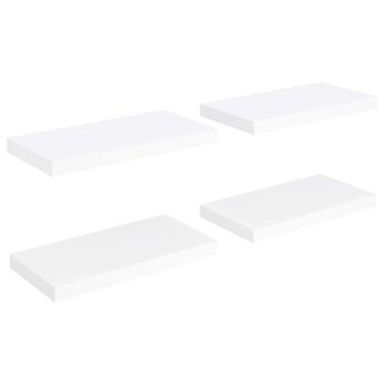 Estantes Flotantes De Pared 4 Uds Blanco Mdf 50x23x3,8 Cm