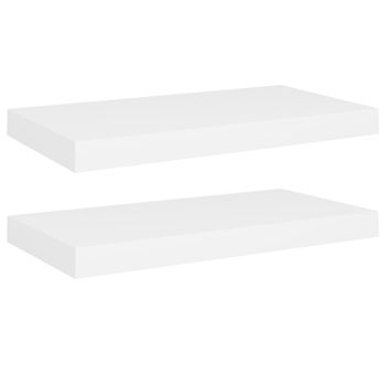 Estantes Flotantes De Pared 2 Uds Mdf Blanco 50x23x3,8 Cm