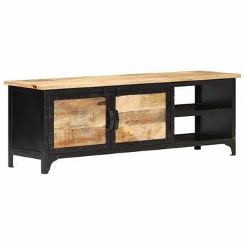 Mueble Para Tv 120x30x40 Cm Madera Maciza De Mango Negro