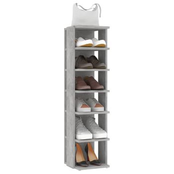 Mueble Zapatero De Ingeniería Gris Hormigón 27,5x27x102 Cm