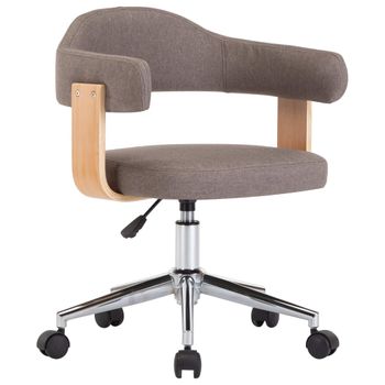 Silla De Oficina Giratoria De Madera Curvada Y Tela Gris Taupe Gris Topo