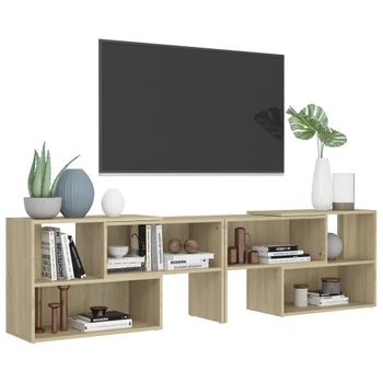 Mueble De Tv Madera Contrachapada Roble Sonoma 149x30x52 Cm Marrón