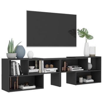 Mueble De Tv Madera Contrachapada Gris 149x30x52 Cm