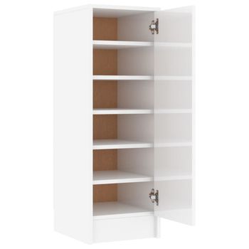 Mueble Zapatero De Aglomerado Blanco Con Brillo 32x35x92 Cm