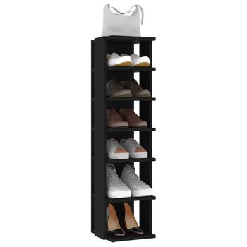 Mueble Zapatero Madera Contrachapada Negro 27,5x27x102 Cm