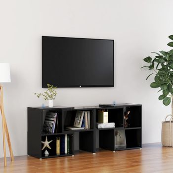 Mueble De Tv Madera Contrachapada Negro Brillante 104x30x52 Cm