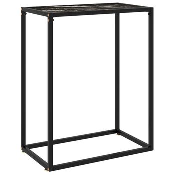 Mesa Consola Vidrio Templado Negro 60x35x75 Cm