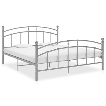 Estructura De Cama De Metal Gris 160x200 Cm