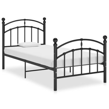 Estructura De Cama De Metal Negro 100x200 Cm