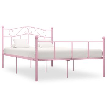 Estructura De Cama De Metal Rosa 120x200 Cm