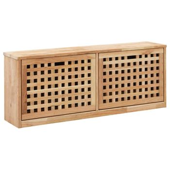 Banco Zapatero De Madera Maciza De Nogal 94x20x38 Cm Marrón