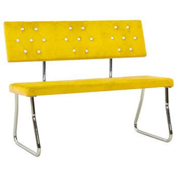 Banco De Terciopelo Amarillo Mostaza 110 Cm