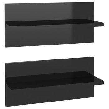 Estantes De Pared 2 Unidades Negro Brillo 40x11,5x18 Cm