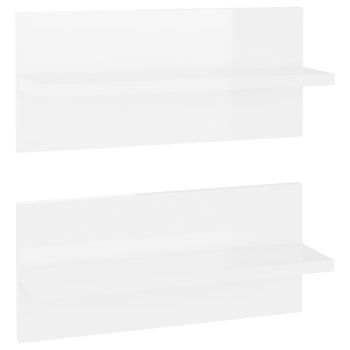 Estantes De Pared 2 Unidades Blanco Brillo 40x11,5x18 Cm