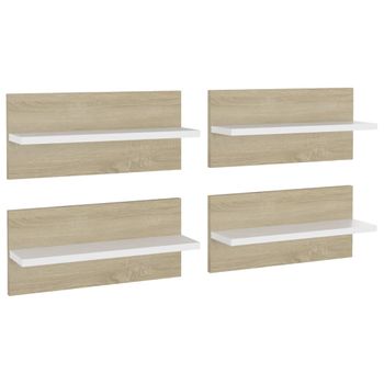 Estantes De Pared 4 Uds Blanco Y Roble Sonoma 40x11,5x18 Cm