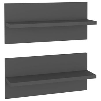 Estantes De Pared 2 Uds Madera Contrachapada Gris 40x11,5x18 Cm